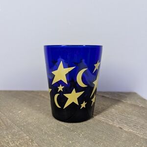 Vintage Libbey Cobalt Blue Stars & Moons Glass Tumbler Celestial 90s